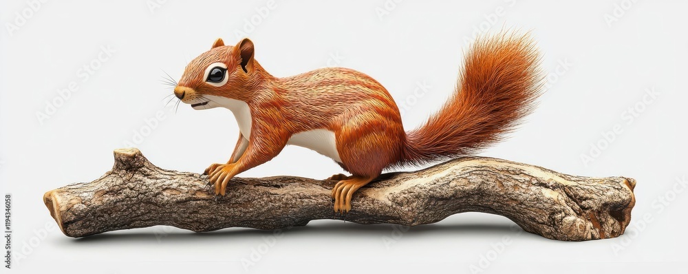 Fototapeta premium Nature-inspired squirrel on branch forest theme 3D render Split-complementary color scheme