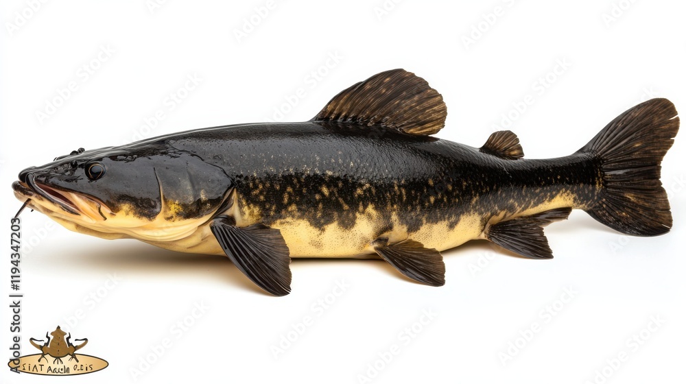Lively freshwater fish featuring striking colors and intricate patterns, showcasing natural beauty and aquatic grace in a studio setting against a clean white background. Lively freshwater fish featuring striking colors and intricate patterns, showcasing natural beauty and aquatic grace in a studio setting against a clean white background.