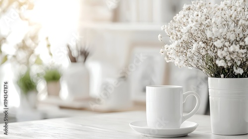 Wallpaper Mural A soft focus image showcasing a modern neutral toned workspace with a comfortable and serene atmosphere perfect for a productive and relaxing work environment Torontodigital.ca