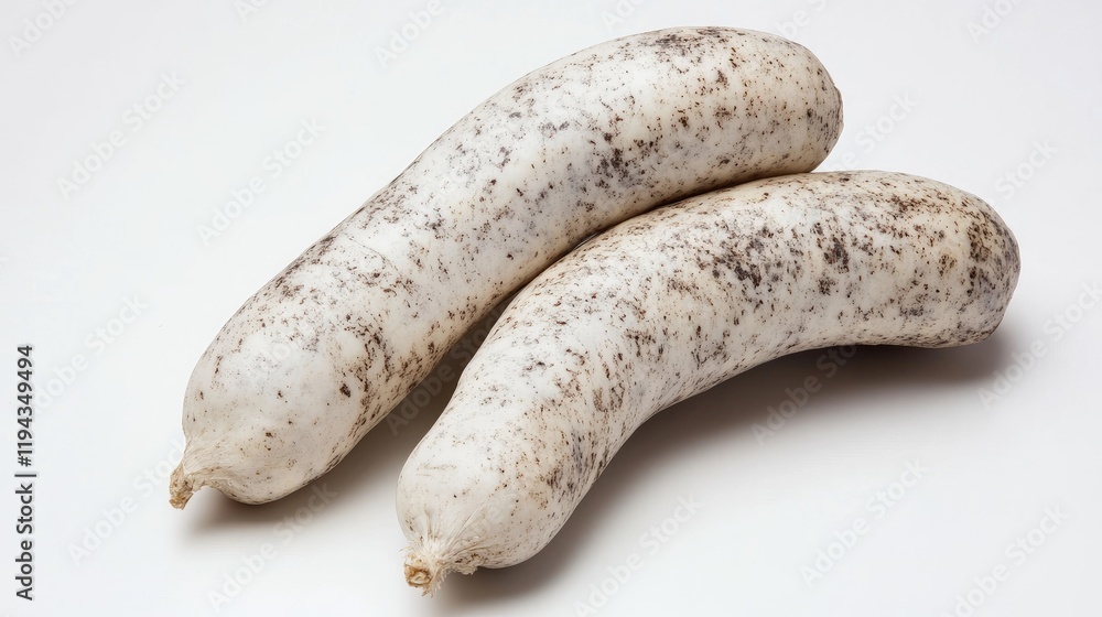 Traditional German Weisswurst Sausages Isolated on White Background for Culinary and Recipe Presentation Traditional German Weisswurst Sausages Isolated on White Background for Culinary and Recipe Presentation