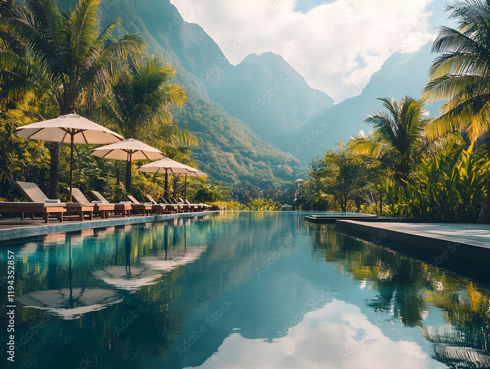 Fototapeta premium Serene Tropical Resort with Infinity Pool