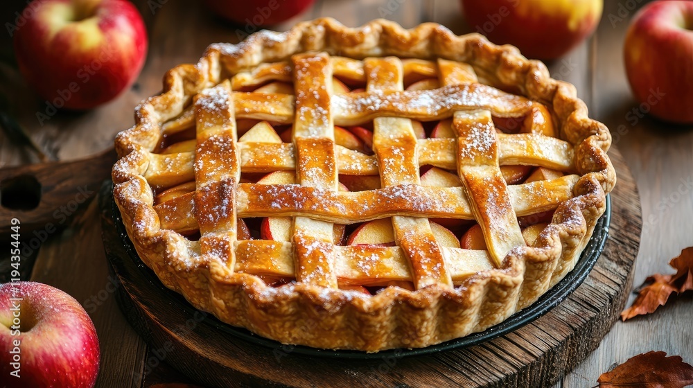 Rustic Gluten Free Apple Pie with Flaky Crust Surrounded by Fresh Apples on Wooden Table Perfect for Autumn Gatherings and Celebrations Rustic Gluten Free Apple Pie with Flaky Crust Surrounded by Fresh Apples on Wooden Table Perfect for Autumn Gatherings and Celebrations