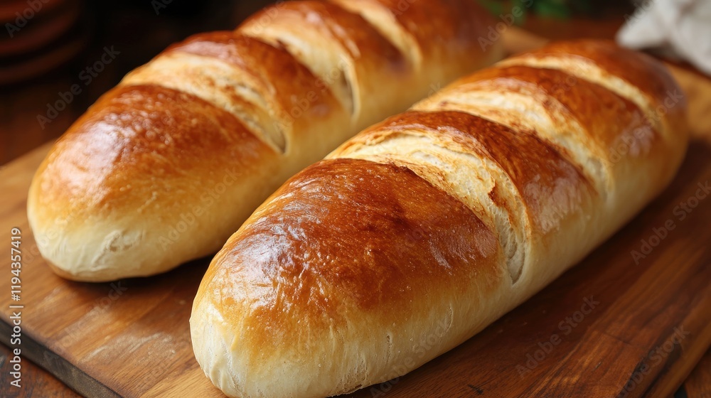 Artisan bread loaves with golden crust resting on a wooden board showcasing freshly baked texture and rustic charm Artisan bread loaves with golden crust resting on a wooden board showcasing freshly baked texture and rustic charm