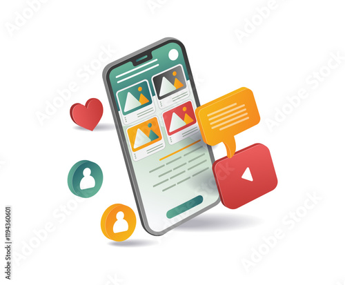 Social media chat application on smartphone