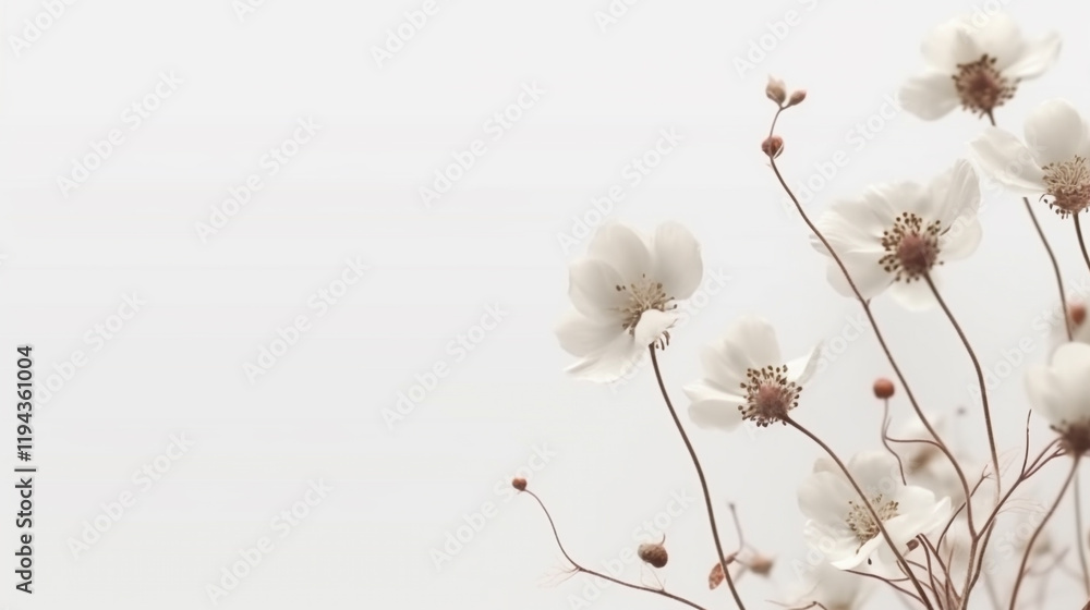 White flowers on white background form the top in the circle, prepared to do bouquet with copy space for your White flowers and pearls decorations White flowers on white background form the top in the circle, prepared to do bouquet with copy space for your White flowers and pearls decorations