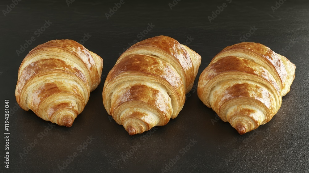 Golden Brown Croissants on a Dark Slate Background Freshly Baked Pastry Delicacies for Culinary and Food Photography Use Golden Brown Croissants on a Dark Slate Background Freshly Baked Pastry Delicacies for Culinary and Food Photography Use