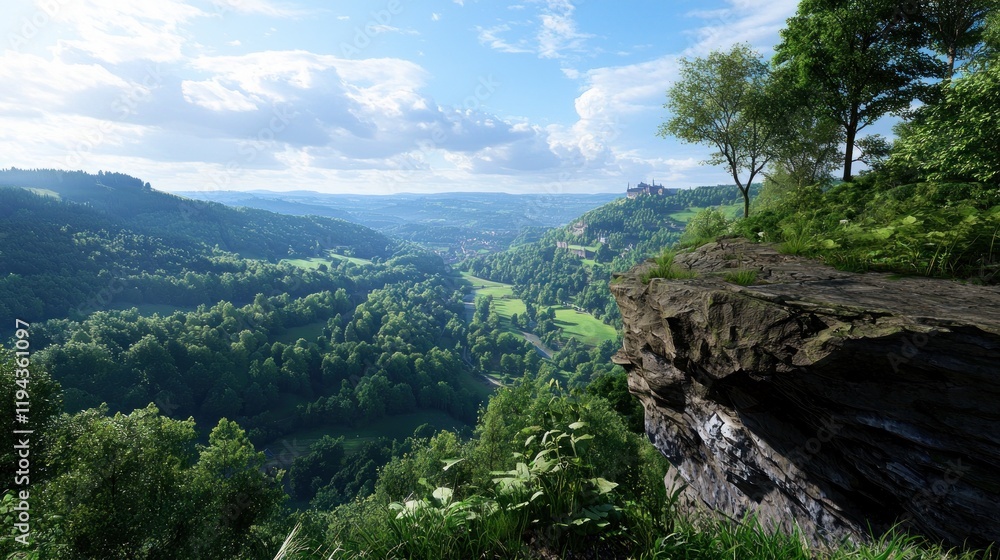 Serene Valley Vista from a Clifftop