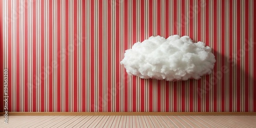 Wallpaper Mural A whimsical indoor scene featuring a fluffy cloud against a striped wall Torontodigital.ca