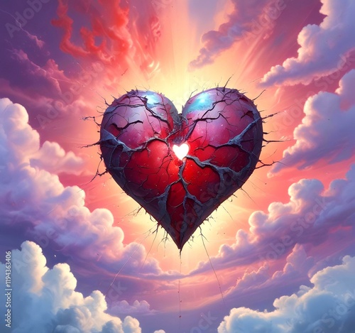 Illustration of Valentine heart with flowers.