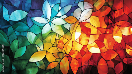 Beautiful shining stained-glass flower background wallpaper
