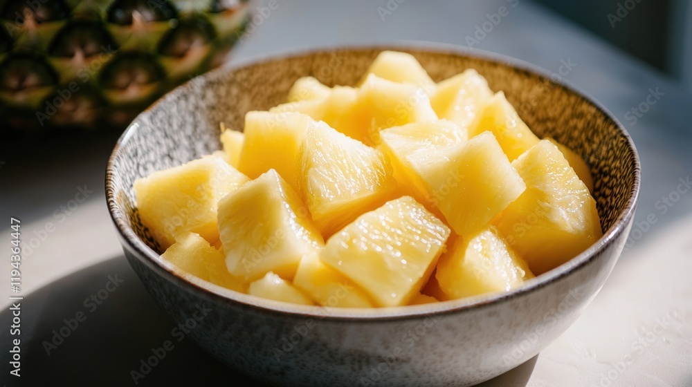 A Bowl of Fresh Pineapple Chunks A Bowl of Fresh Pineapple Chunks