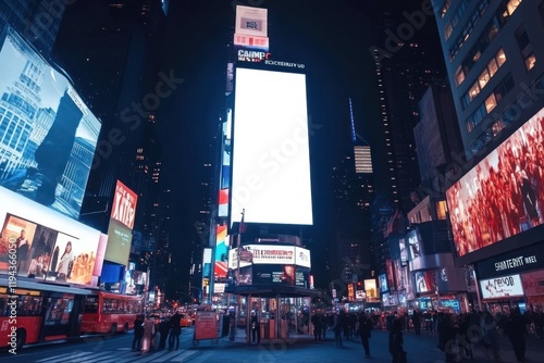 Blank white vertical digital billboard poster urban city advertisement.