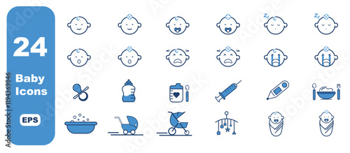 24 two colour vector baby icon pack in EPS format