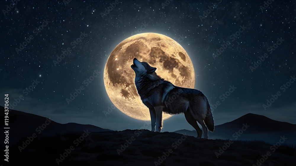 The wolf moon glowing brightly in a starry sky, with silhouetted howling wolves on a distant hilltop, capturing the essence of the moon's name,Generative Ai
The wolf moon glowing brightly in a starry sky, with silhouetted howling wolves on a distant hilltop, capturing the essence of the moon's name,Generative Ai