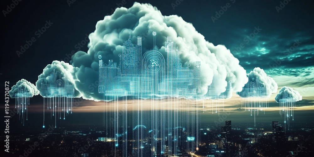 Obraz premium Cloud computing technology concept background