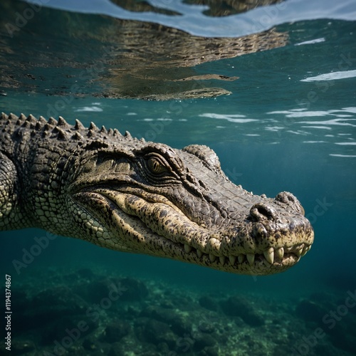 Wallpaper Mural Capture a crocodile lurking just below the water's surface. Torontodigital.ca