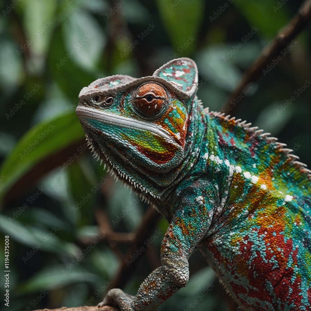 Obraz premium Highlight a chameleon blending into its environment.