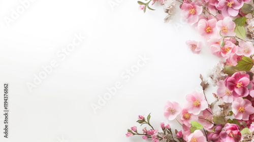 Wallpaper Mural Floral border design featuring blue flowers and green foliage, perfect for invitations, greeting cards, and elegant background Close up of a delicate and vibrant floral arrangement, featuring pink   Torontodigital.ca