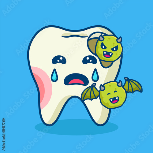 illustration cute cartoon broken tooth