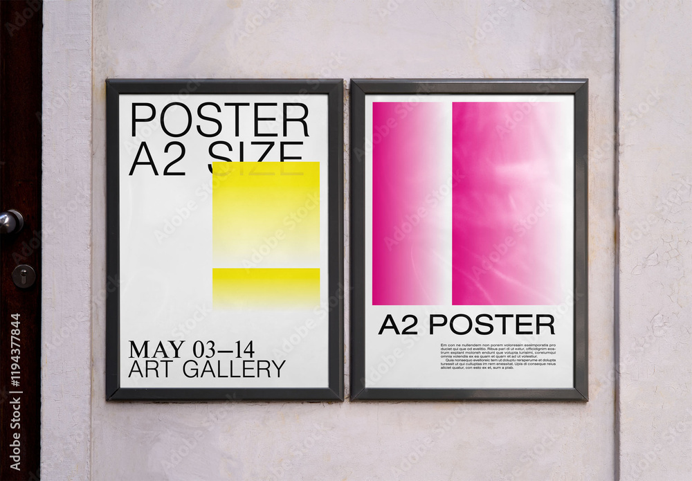 Mockup Of Two Vertical Customized A2 Posters Stock Template | Adobe Stock
