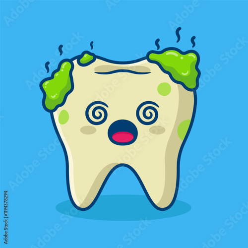 illustration cute cartoon dirty tooth