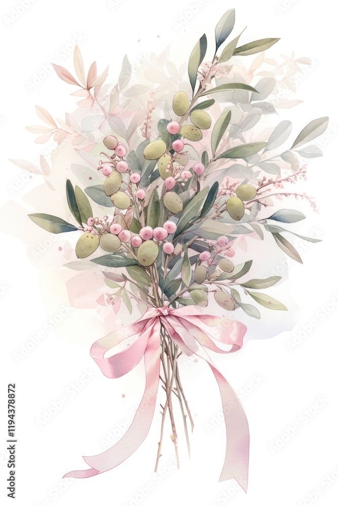 Obraz premium Coquette olive tree art graphics blossom.