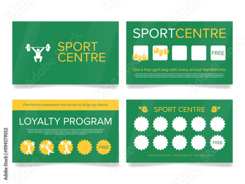 Gym membership card template showing loyalty program and fitness benefits for annual gym members