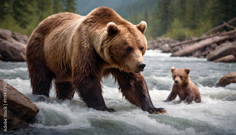 Obraz premium River Fishing Lesson