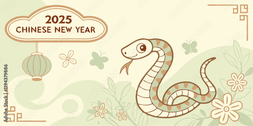 Obraz premium Ai generate 2025 chinese new year celebration year of the snake poster festive decor digital art colorful design