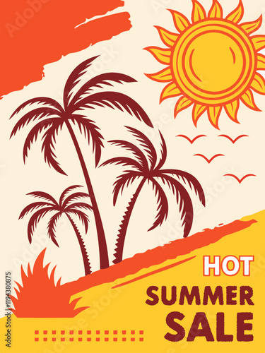 Hot summer sale event tropical paradise commercial banner bright environment bold viewpoint ai generated design
