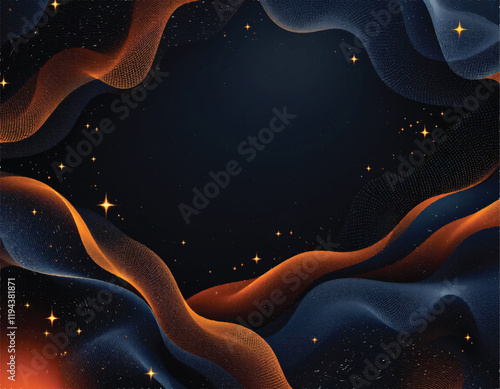 abstract gradient banner vector background with copy space and fluid waves border with sparkles