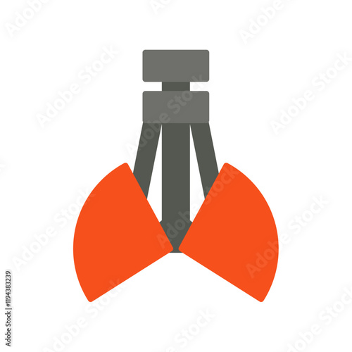 orange clamshell excavator attachment flat icon design