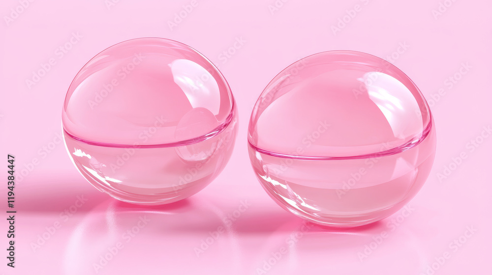 Pink collagen cell for skin care concept. Realistic 3d vector illustration set of transparent oil ball drop. liquid cosmetic sphere for face and body moisture essence or vitamin product design. Pink collagen cell for skin care concept. Realistic 3d vector illustration set of transparent oil ball drop. liquid cosmetic sphere for face and body moisture essence or vitamin product design.