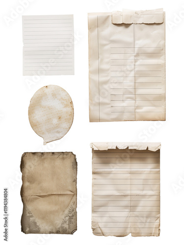 vintage and textured paper sheets and speech bubbles