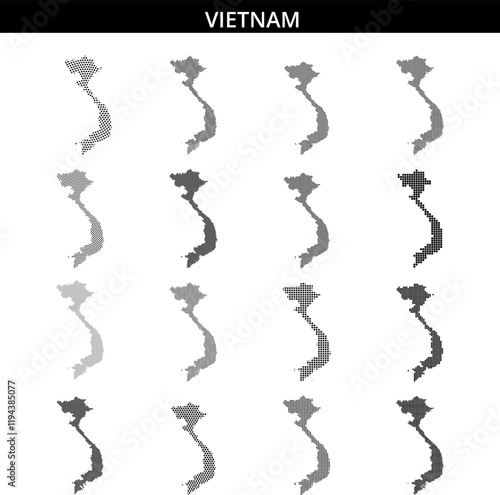 Outline map of Vietnam showcasing geographical features and coastal regions