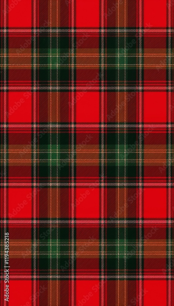 Tartan checkered pattern with red, green, black, white, and orange lines. Fashion design, textiles, clothing, seasonal marketing, heritage-themed materials, patterns for branding. Tradition. Herit
Tartan checkered pattern with red, green, black, white, and orange lines. Fashion design, textiles, clothing, seasonal marketing, heritage-themed materials, patterns for branding. Tradition. Herit