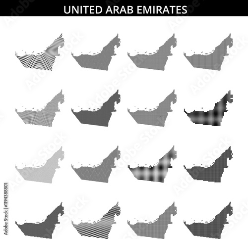 Unique dot art representation of the United Arab Emirates map in modern design