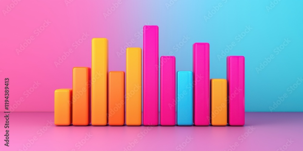 A colorful bar chart against a vibrant gradient background, representing data visualization and analysis in a modern design. A colorful bar chart against a vibrant gradient background, representing data visualization and analysis in a modern design.