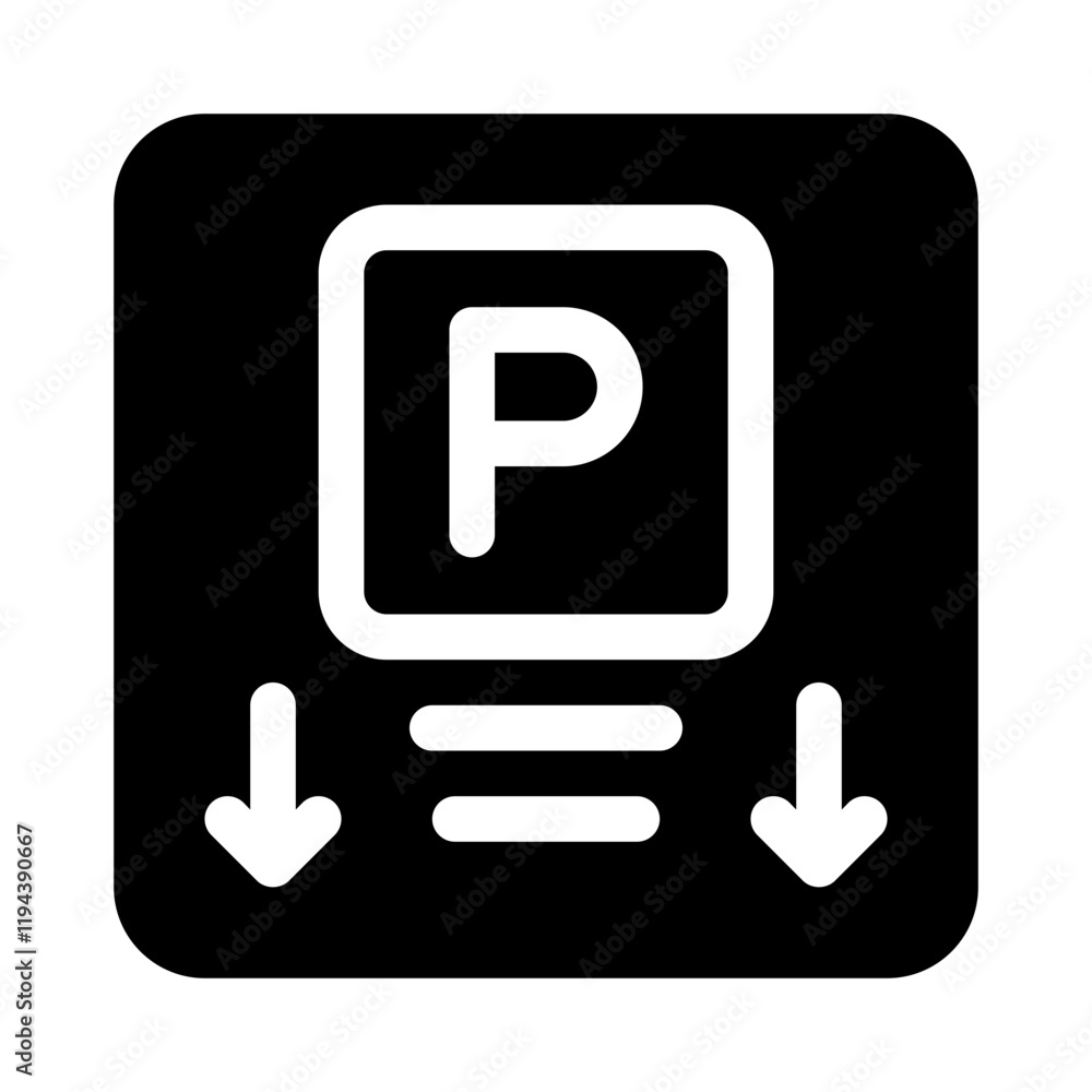 Parking sign glyph icon