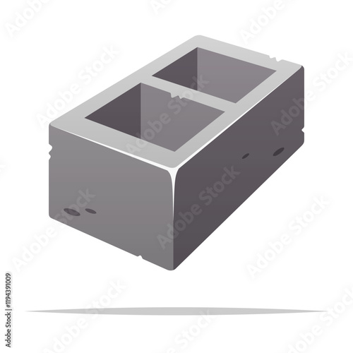 Concrete cinder block vector isolated illustration