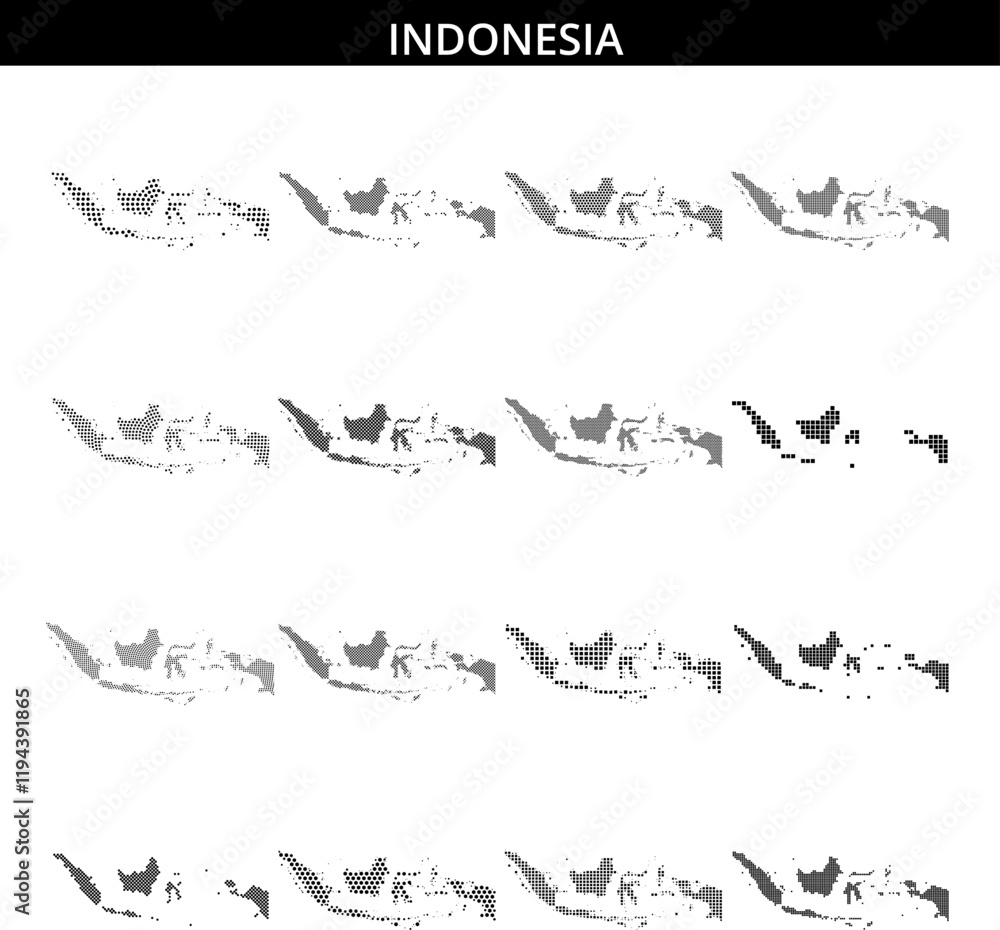 Creative representation of Indonesia using dotted graphic design elements Creative representation of Indonesia using dotted graphic design elements