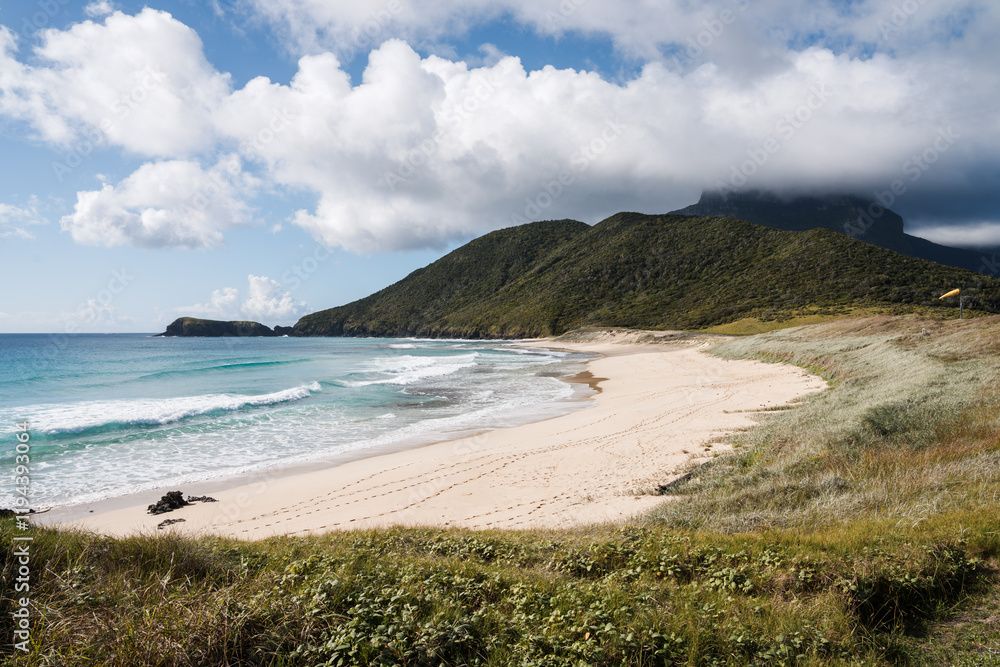 Sandy beach and ocean, Lord Howe Island, Australia Sandy beach and ocean, Lord Howe Island, Australia