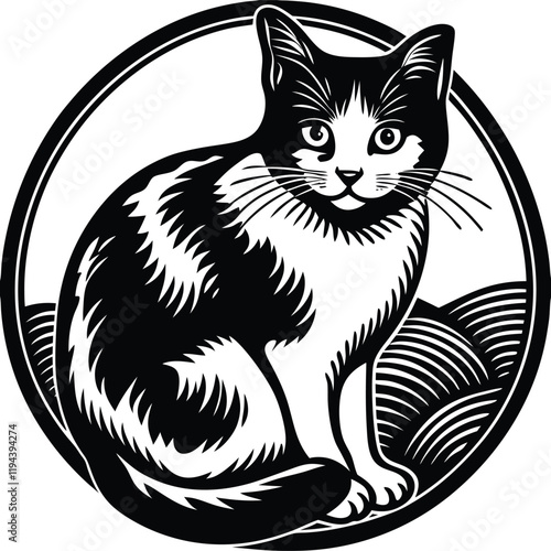 Cat shaliuede solid color black and white