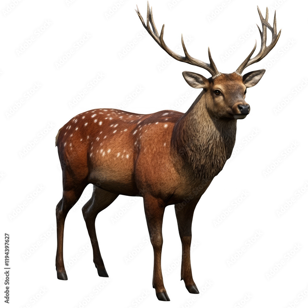 Fototapeta premium majestic 3D stag with antlers standing proud