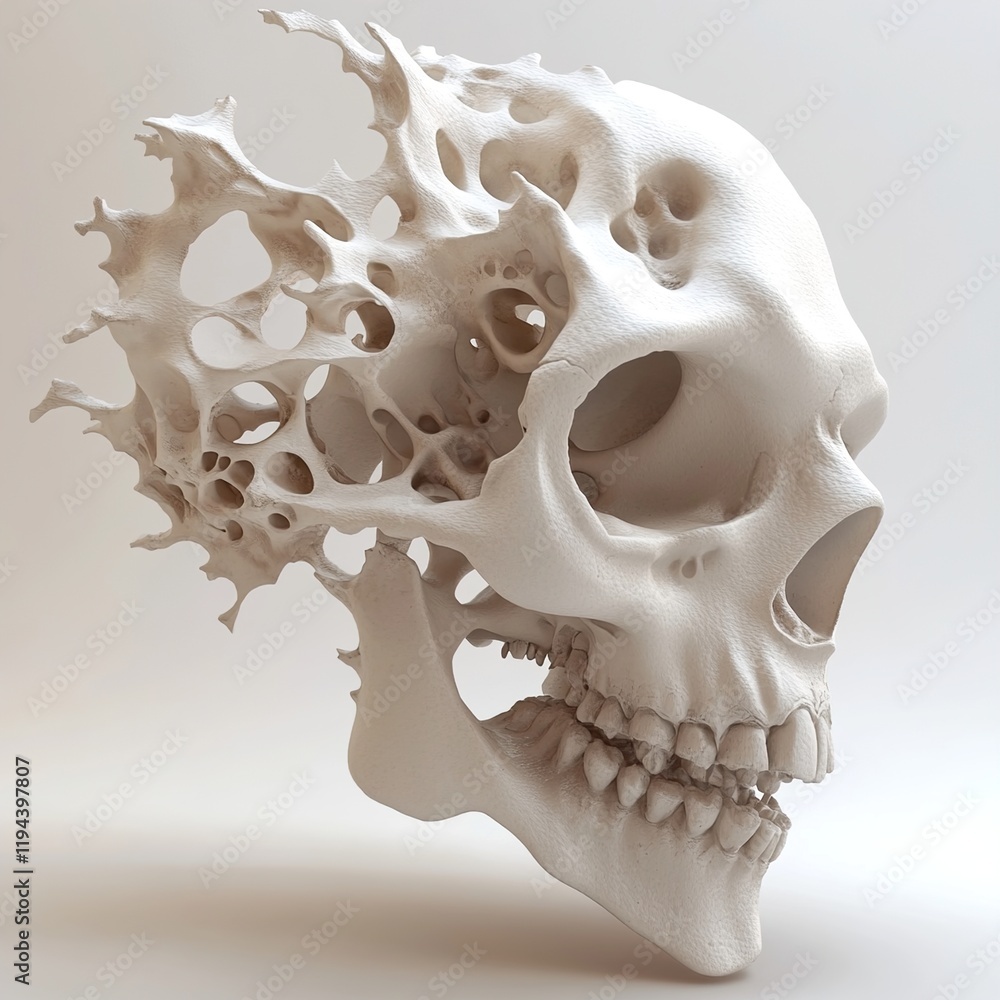 Naklejka premium Abstract Skull: A 3D Render of Eroded Bone Structure
