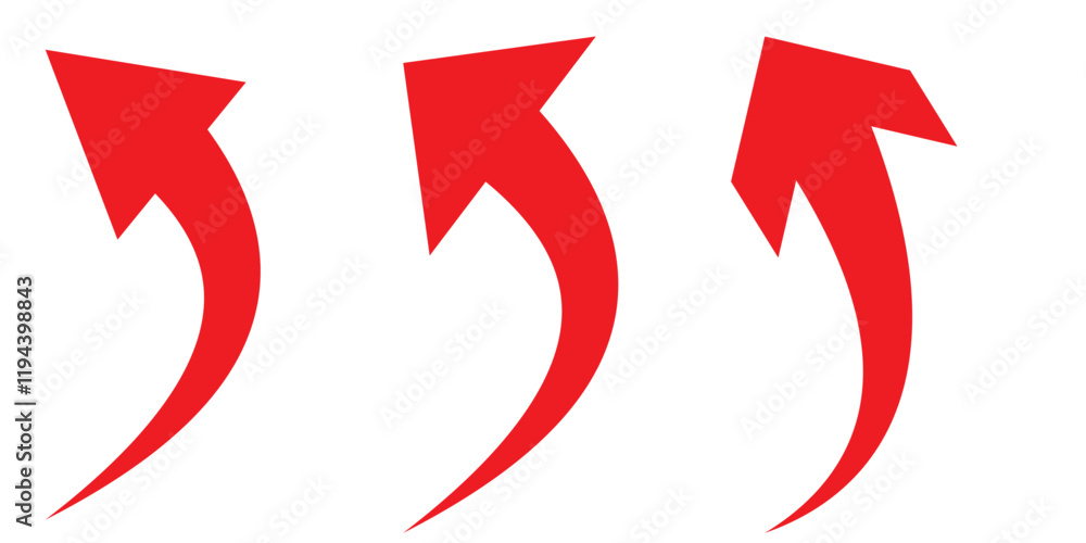 Arrow up icons. Set of curve rise increase arrows. Growth pictogram isolated. Vector illustration. Arrow up icons. Set of curve rise increase arrows. Growth pictogram isolated. Vector illustration.