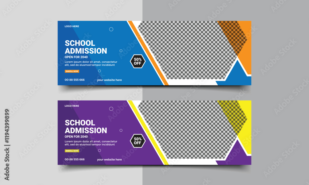 Fototapeta premium school admission social media cover banner.