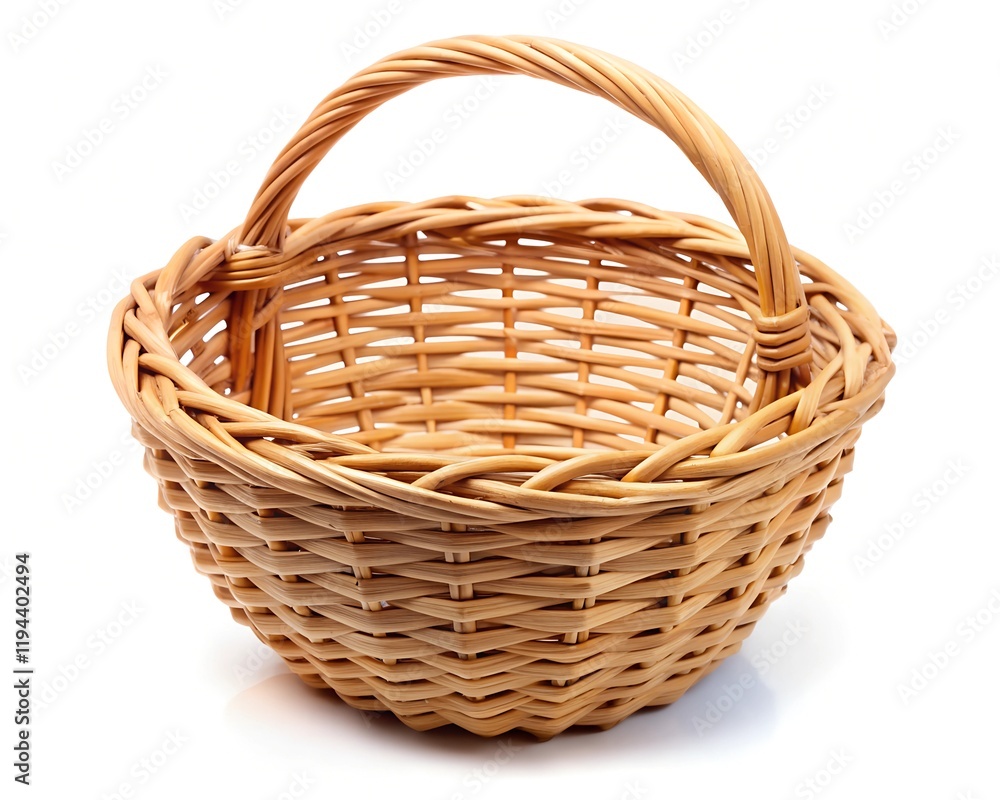 Obraz premium empty wicker basket isolated on a white background