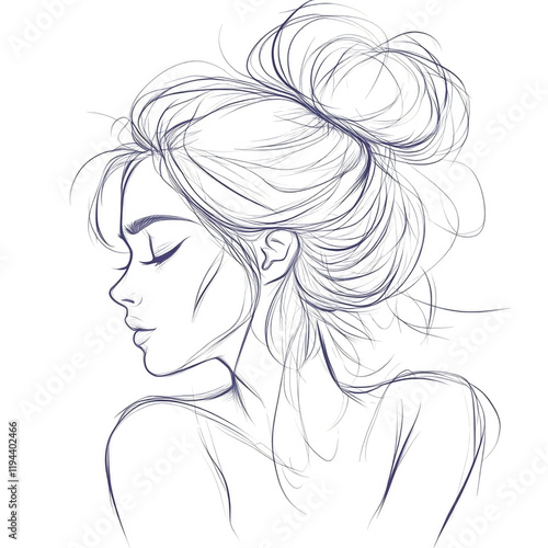 Wallpaper Mural Elegant line drawing of woman with flowing hair Torontodigital.ca