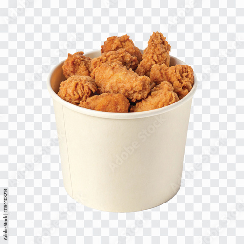 abstract 3d  Paper bucket of fried chicken in different colour style white background	

